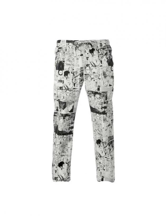 Giblor's Chef Trousers Alan Black White With Prints Comics